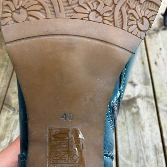 Spring Step L'Artiste Ankle Boots Size 40 Gray/Teal Leather Zip Perforated - Picture 8 of 12